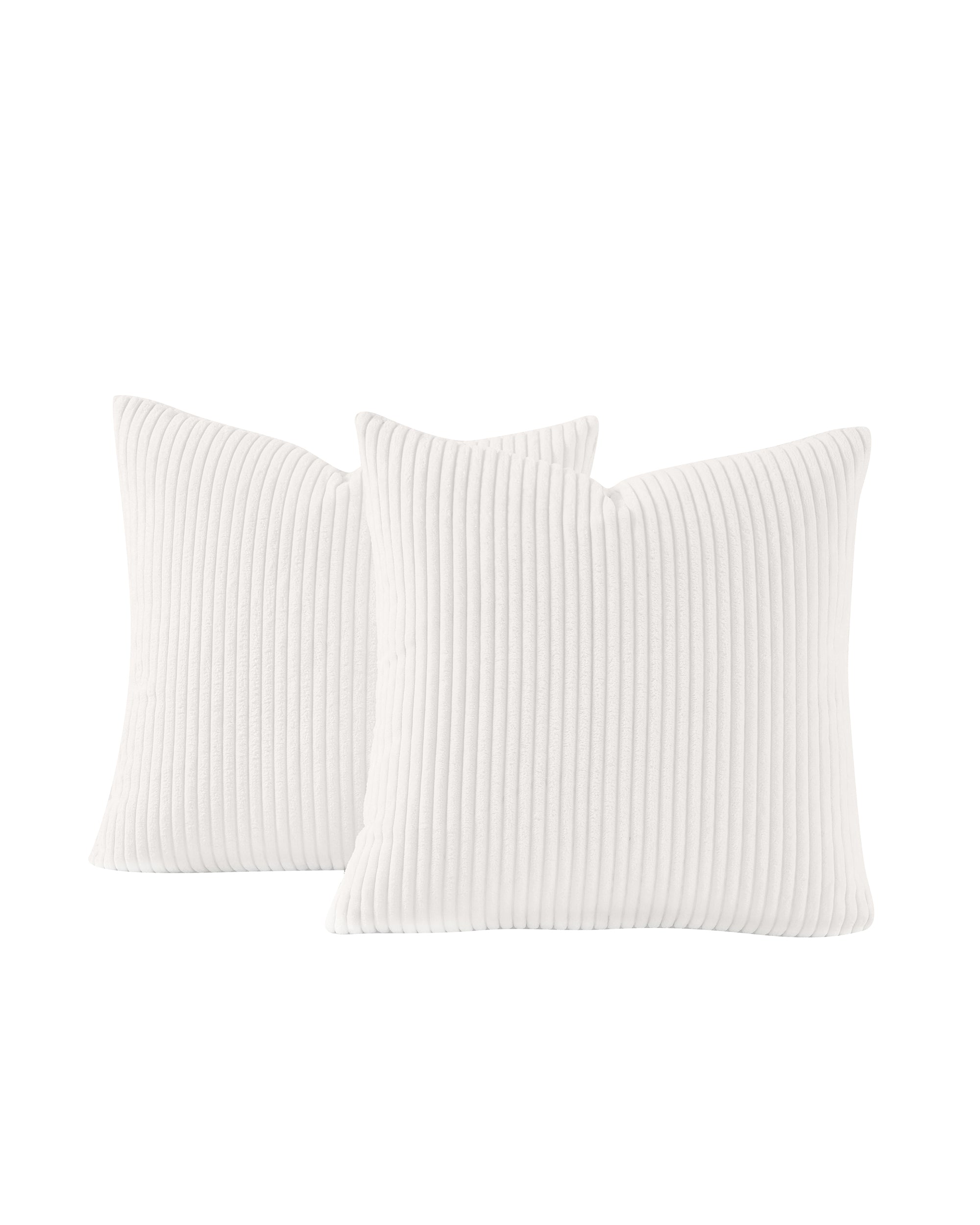 Corduroy Velvet Cushion Covers - Pack of 2 - White, 45cm x 45cm