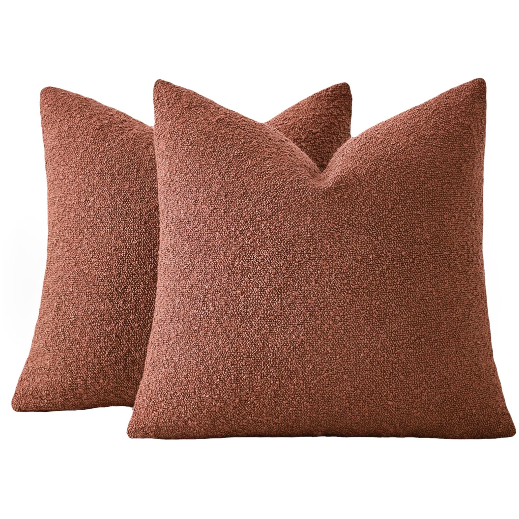 Bouclé Cushion Covers - Twin-Pack - Brick - 45cm x 45cm
