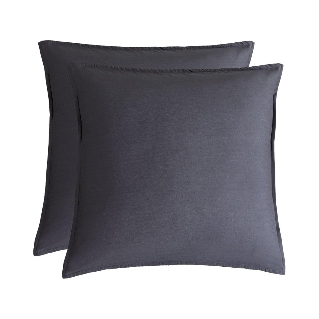 Bamboo Microfibre European Pillowcases - One Pair - Charcoal