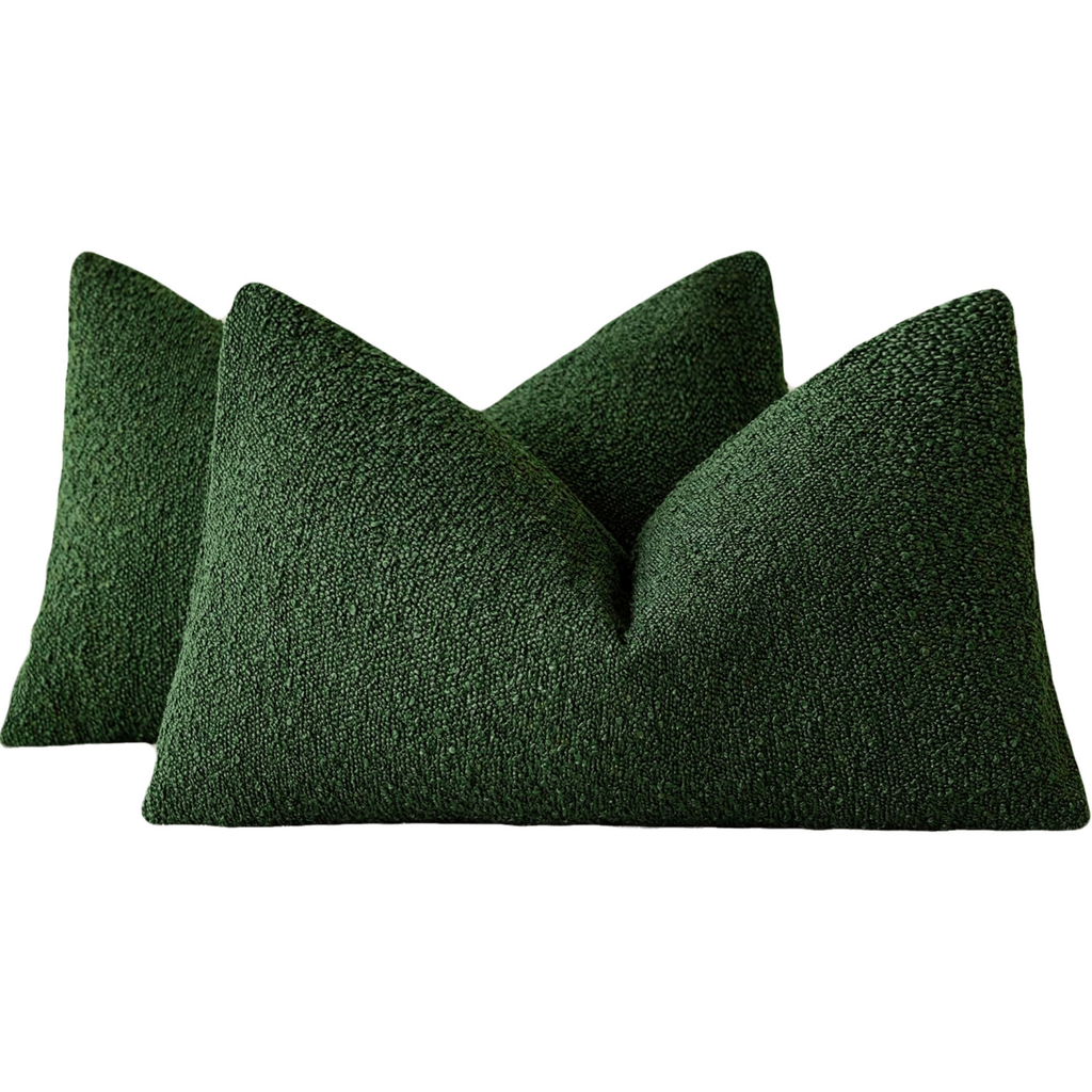 Bouclé Cushion Covers - Twin-Pack - Forest Green - 30cm x 50cm