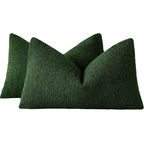 Bouclé Cushion Covers - Twin-Pack - Forest Green - 30cm x 50cm