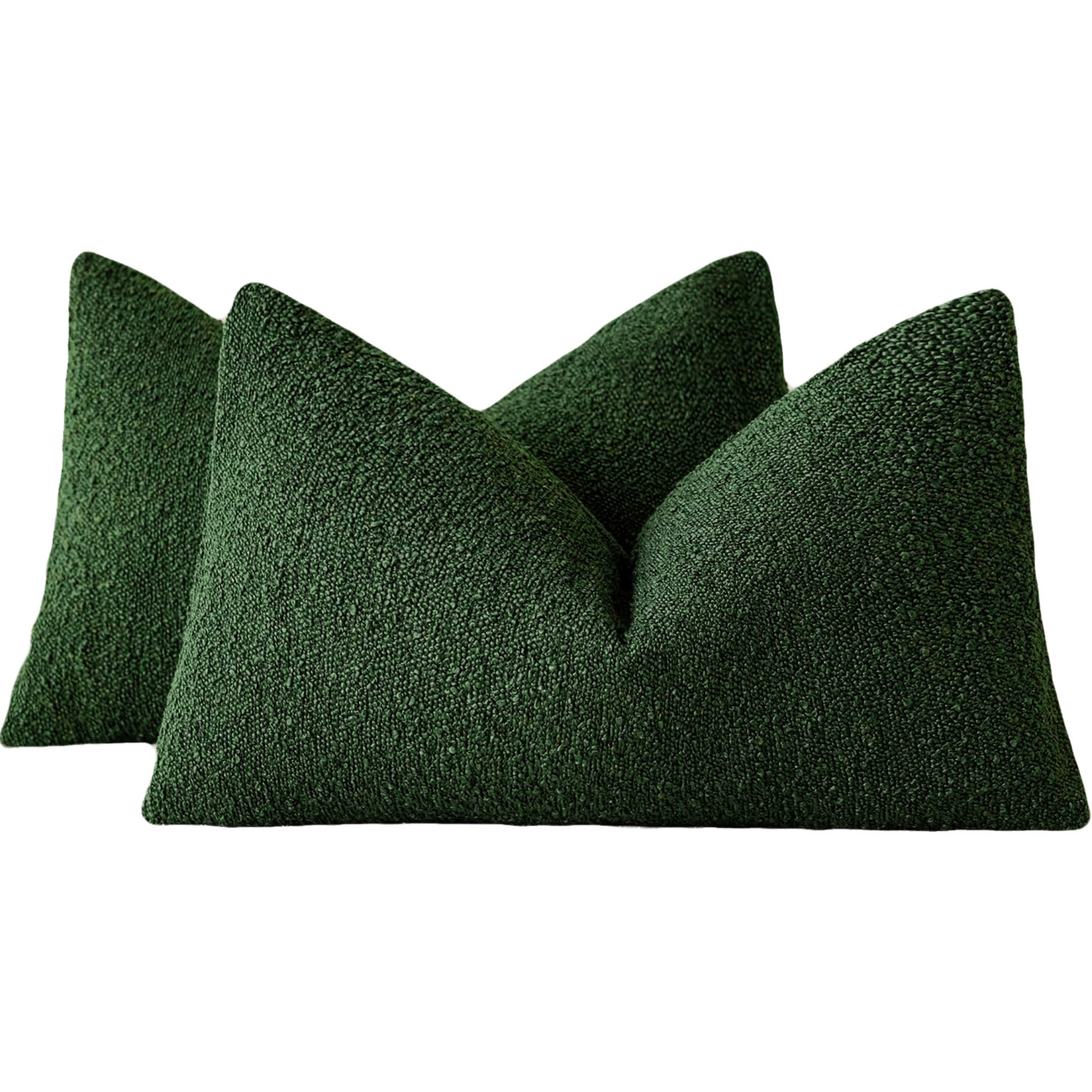 Bouclé Cushion Covers - Twin-Pack - Forest Green - 30cm x 50cm
