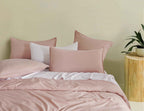 Vintage Washed Microfibre Quilt Cover Set - Pink