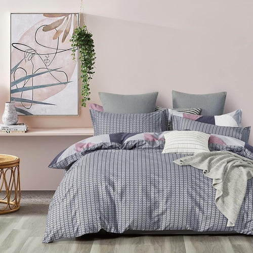 100% Cotton 250TC Reversible Quilt Cover Set - Dylan