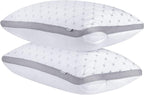 Premium Twin-Pack Bamboo Cooling Plush Down-Like Pillows - Medium to High Profile (2 Pcs) - with Free 2 Quilted Pillow Protectors