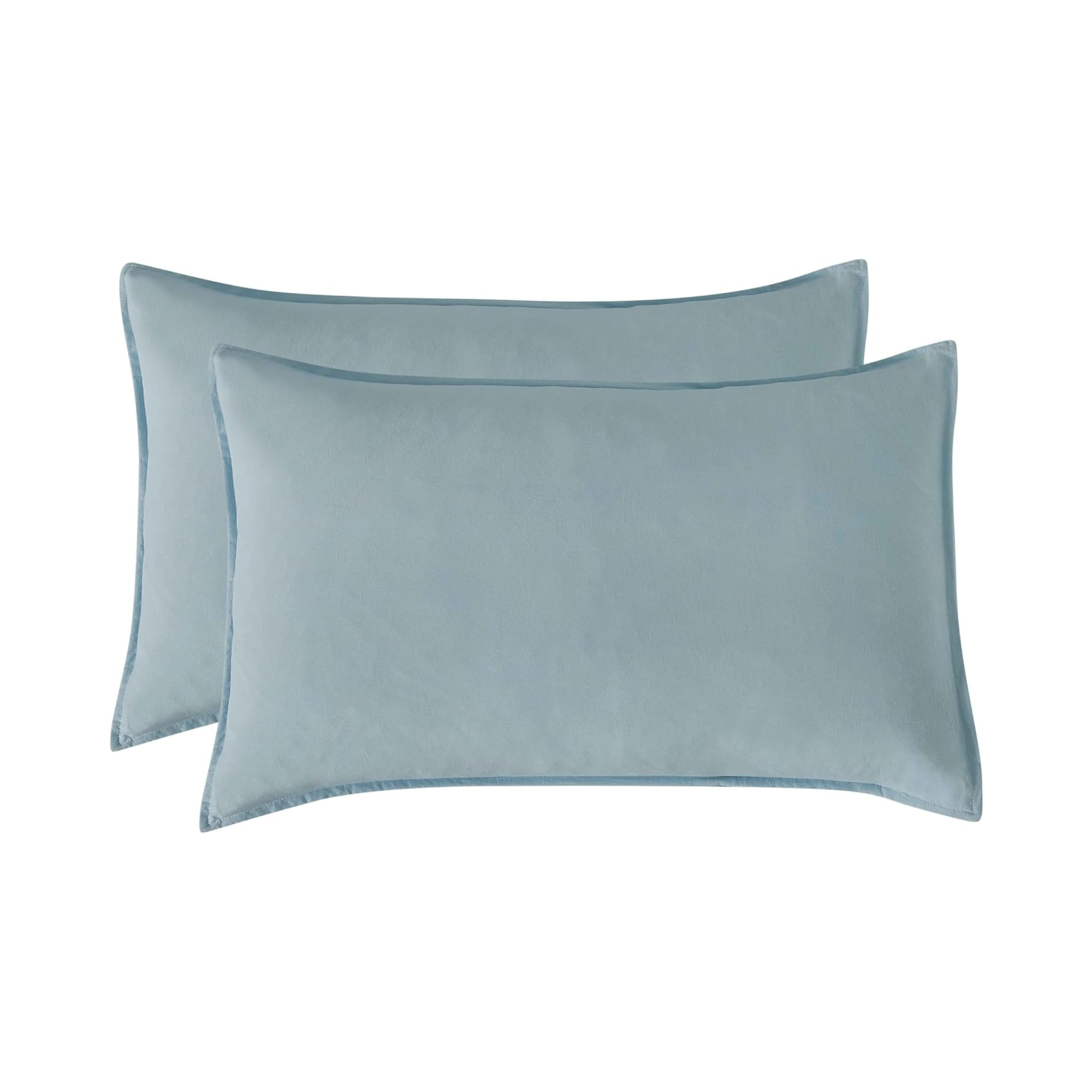 Vintage Washed Microfibre Standard Pillowcases - Twin-Pack - Blue