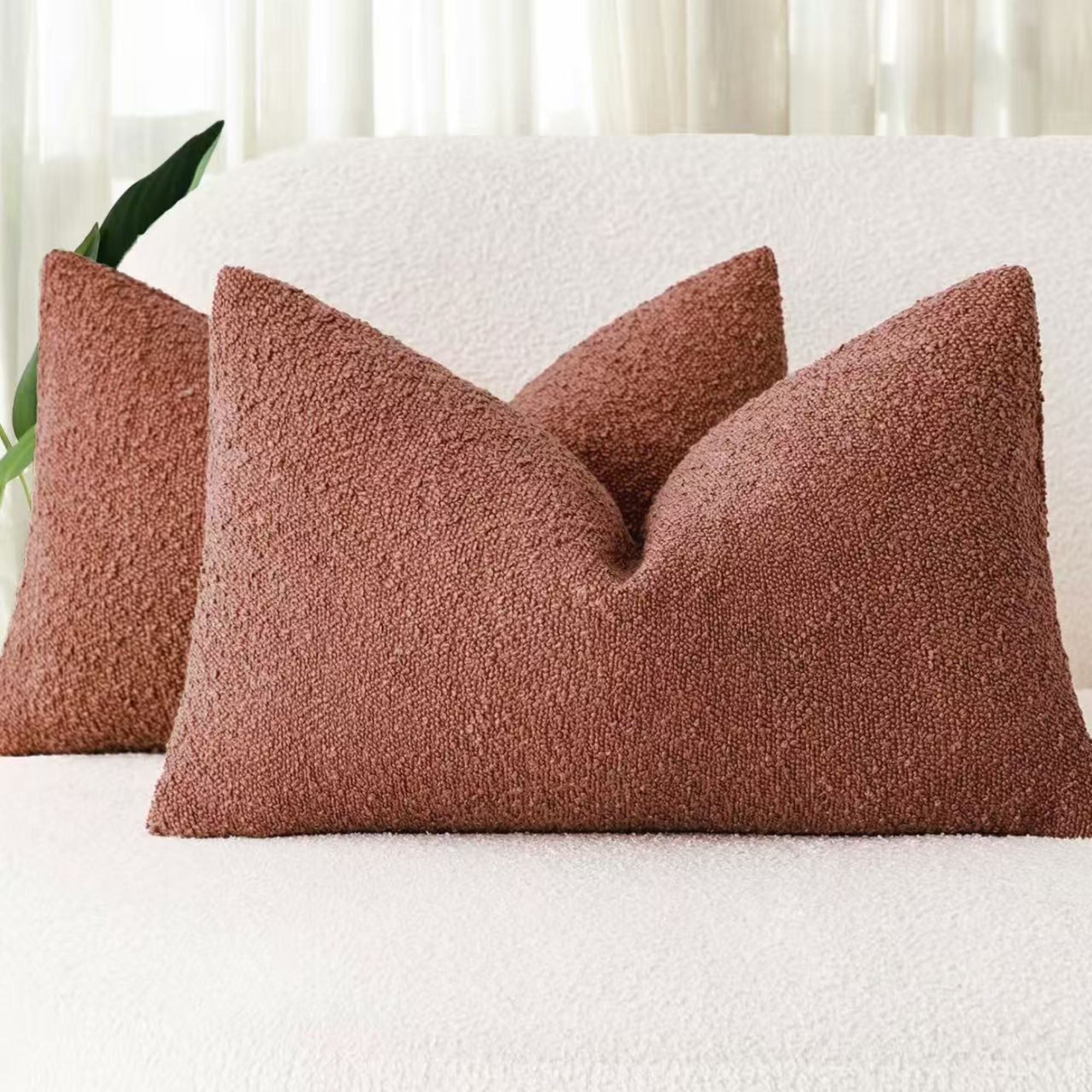 Bouclé Cushion Covers - Twin-Pack - Brick - 30cm x 50cm