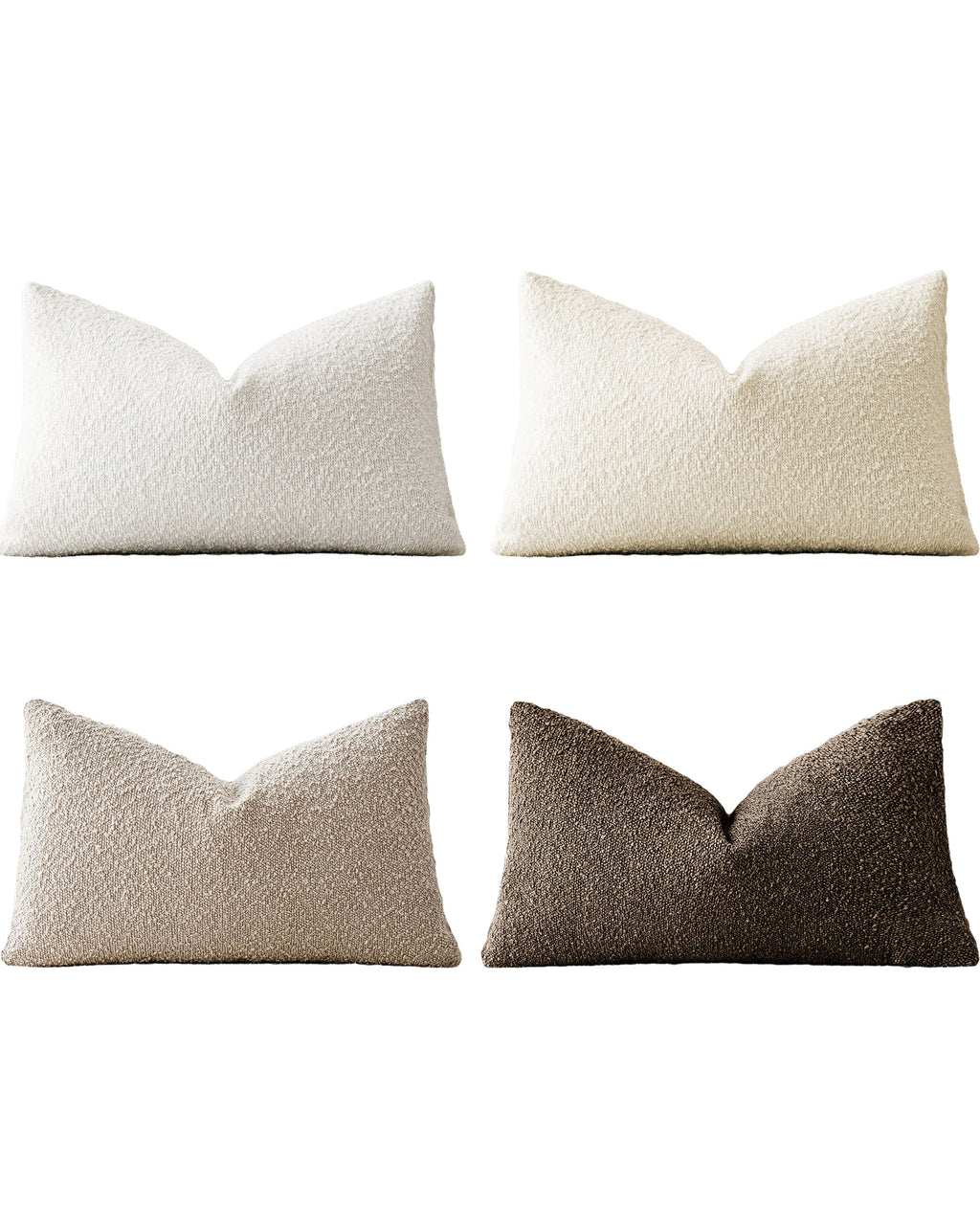 Bouclé Cushion Covers - Pack of 4 - Mixed Natural - 30cm x 50cm