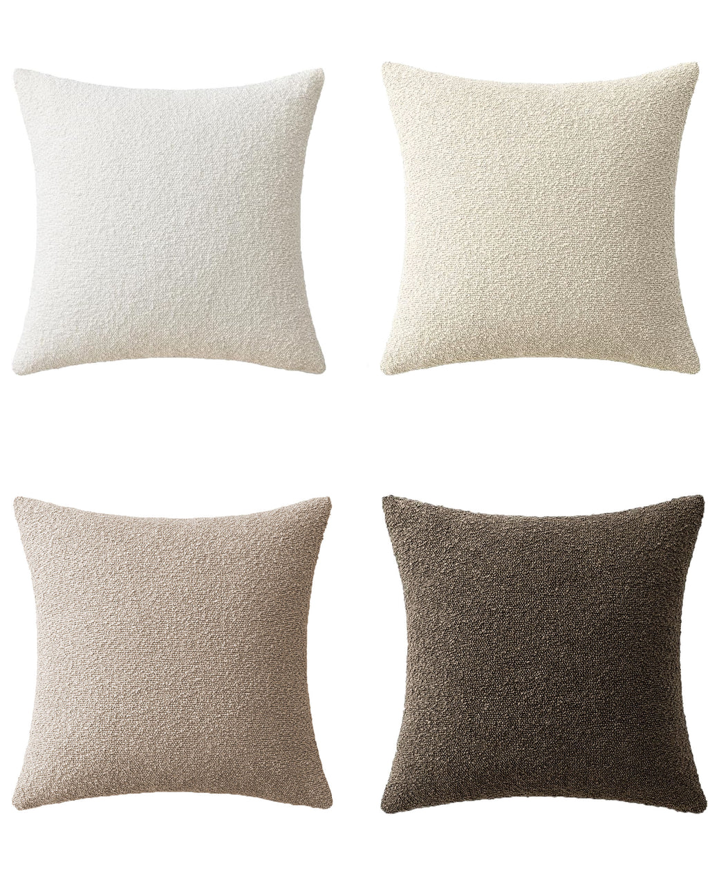 Bouclé Cushion Covers - Pack of 4 - Mixed Natural - 45cm x 45cm