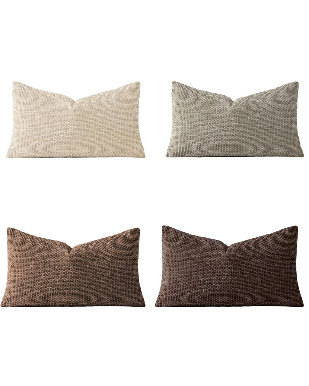 Chenille Grid Cushion Covers - Pack of 4 - Ash Brown, 30cm x 50cm