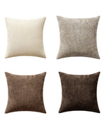 Chenille Grid Cushion Covers - Pack of 4 - Ash Brown, 45cm x 45cm