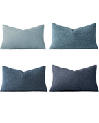 Chenille Grid Cushion Covers - Pack of 4 - Mix of Blue, 30cm x 50cm