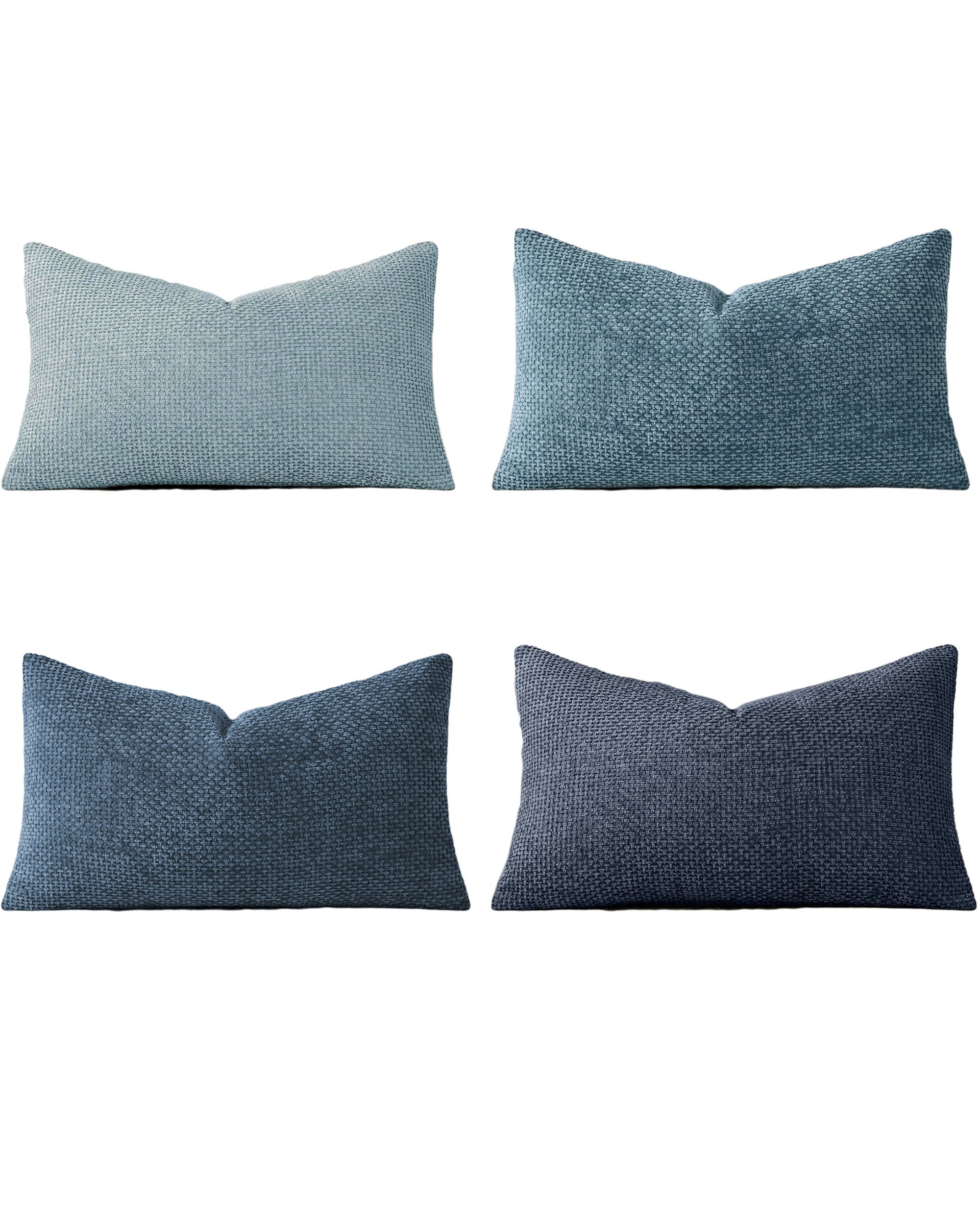 Chenille Grid Cushion Covers - Pack of 4 - Mix of Blue, 30cm x 50cm