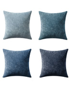 Chenille Grid Cushion Covers - Pack of 4 - Mix of Blue, 45cm x 45cm