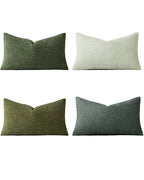 Chenille Grid Cushion Covers - Pack of 4 - Mix of Green, 30cm x 50cm