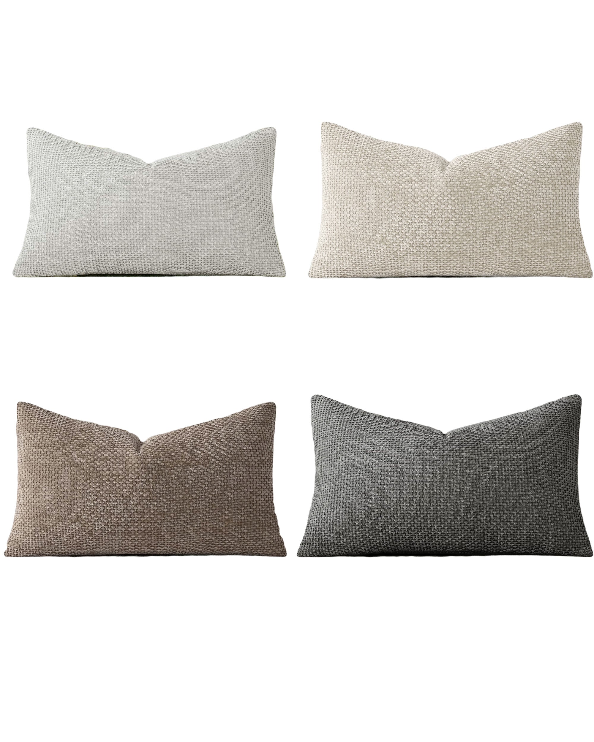 Chenille Grid Cushion Covers - Pack of 4 - Mix of Grey, 30cm x 50cm