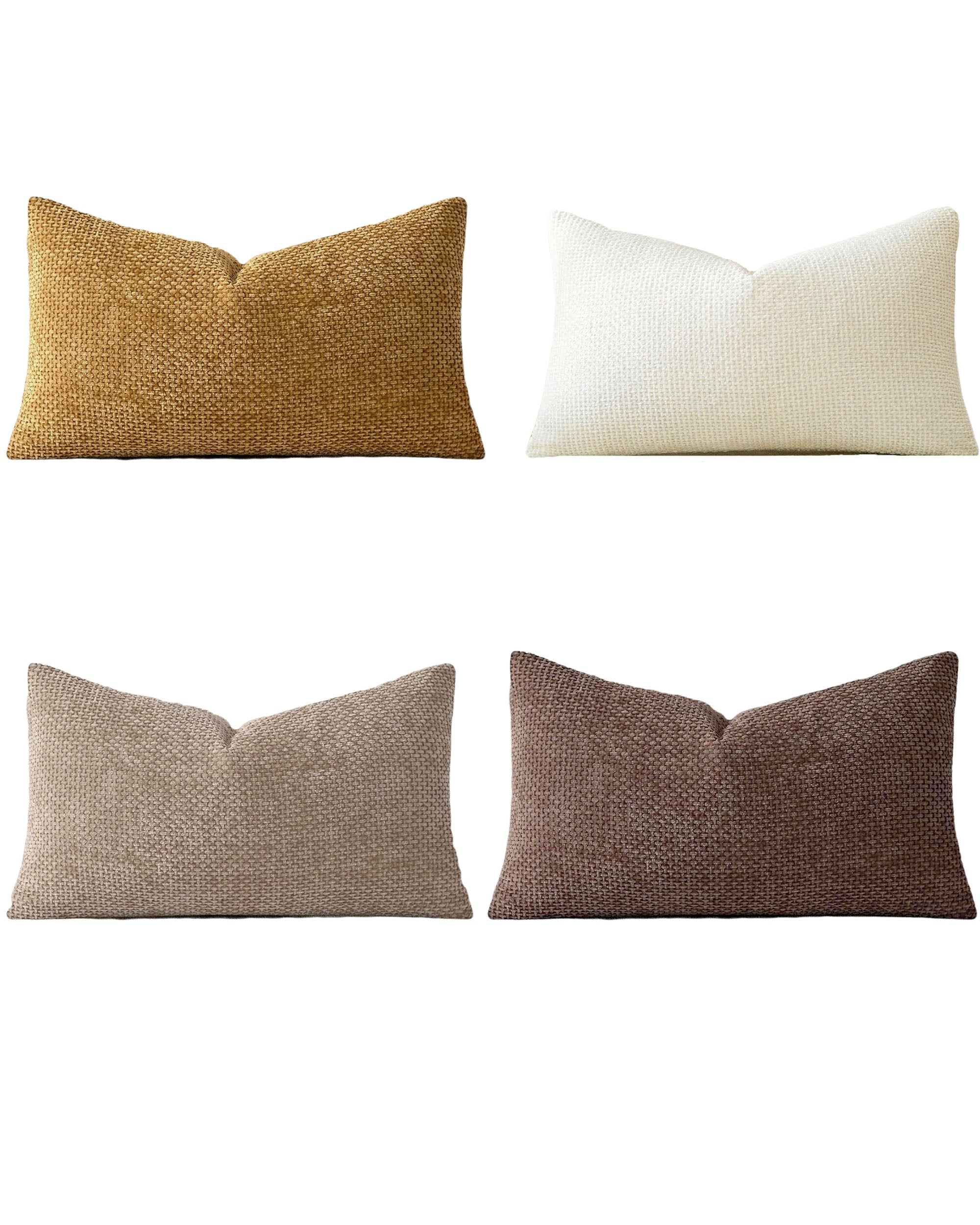 Chenille Grid Cushion Covers - Pack of 4 - Warm Brown, 30cm x 50cm