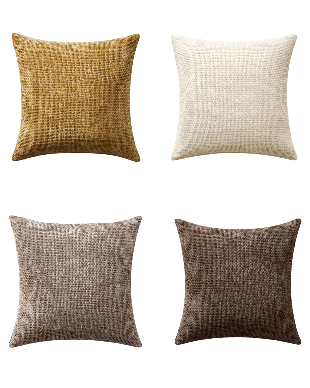 Chenille Grid Cushion Covers - Pack of 4 - Warm Brown, 45cm x 45cm