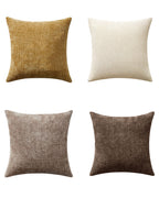 Chenille Grid Cushion Covers - Pack of 4 - Warm Brown, 45cm x 45cm