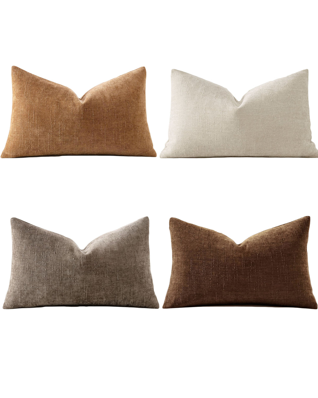 Chenille Haze-Textured Cushion Covers - Pack of 4 - Warm Brown, 30cm x 50cm