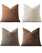 Chenille Haze-Textured Cushion Covers - Pack of 4 - Warm Brown, 45cm x 45cm