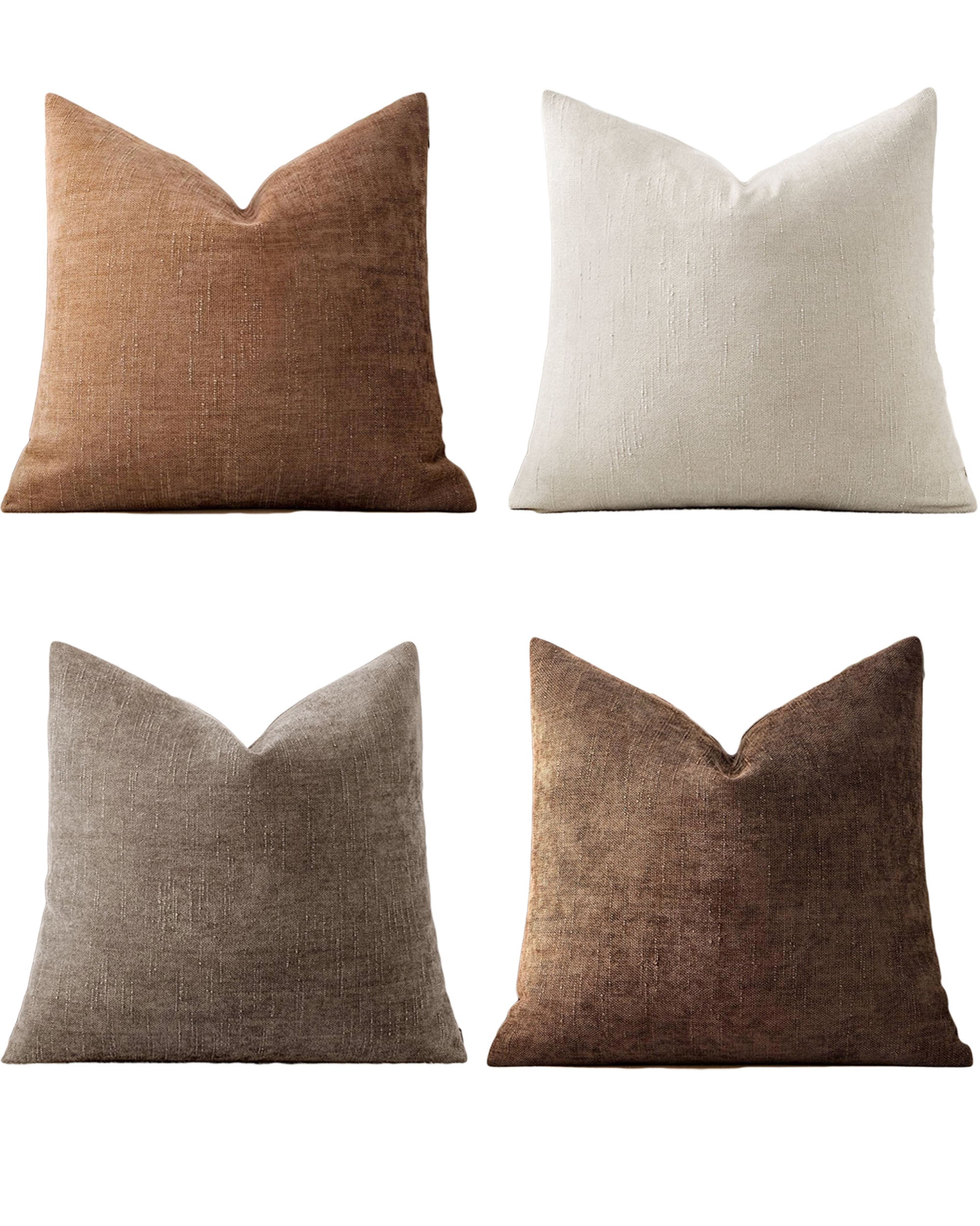 Chenille Haze-Textured Cushion Covers - Pack of 4 - Warm Brown, 45cm x 45cm
