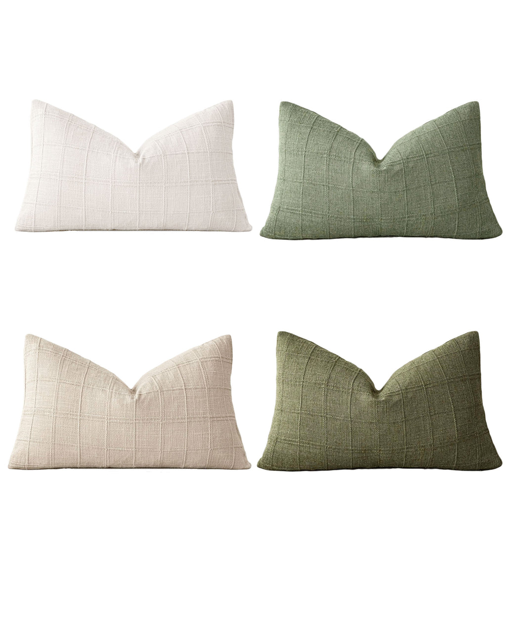 Linen-Look Cushion Covers - Pack of 4 - Green Neutrals, 30cm x 50cm