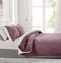 2-in-1 Teddy Sherpa Quilt Cover Set & Blanket - Mauve