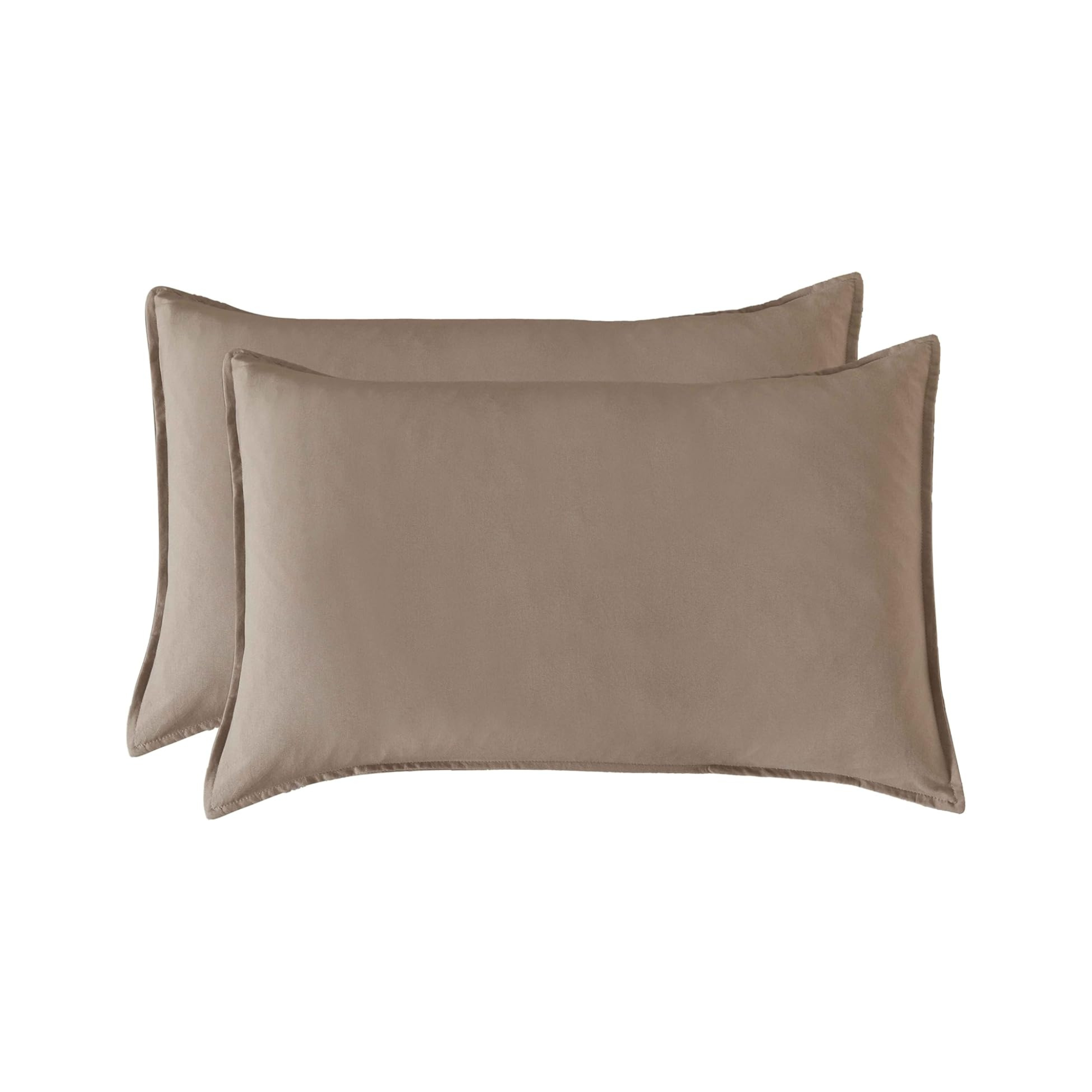 Vintage Washed Microfibre Standard Pillowcases - Twin-Pack - Truffle