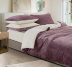 2-in-1 Teddy Sherpa Quilt Cover Set & Blanket - Mauve