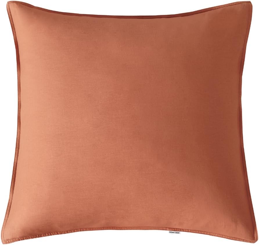Vintage Washed Cotton European Pillowcases - Brick