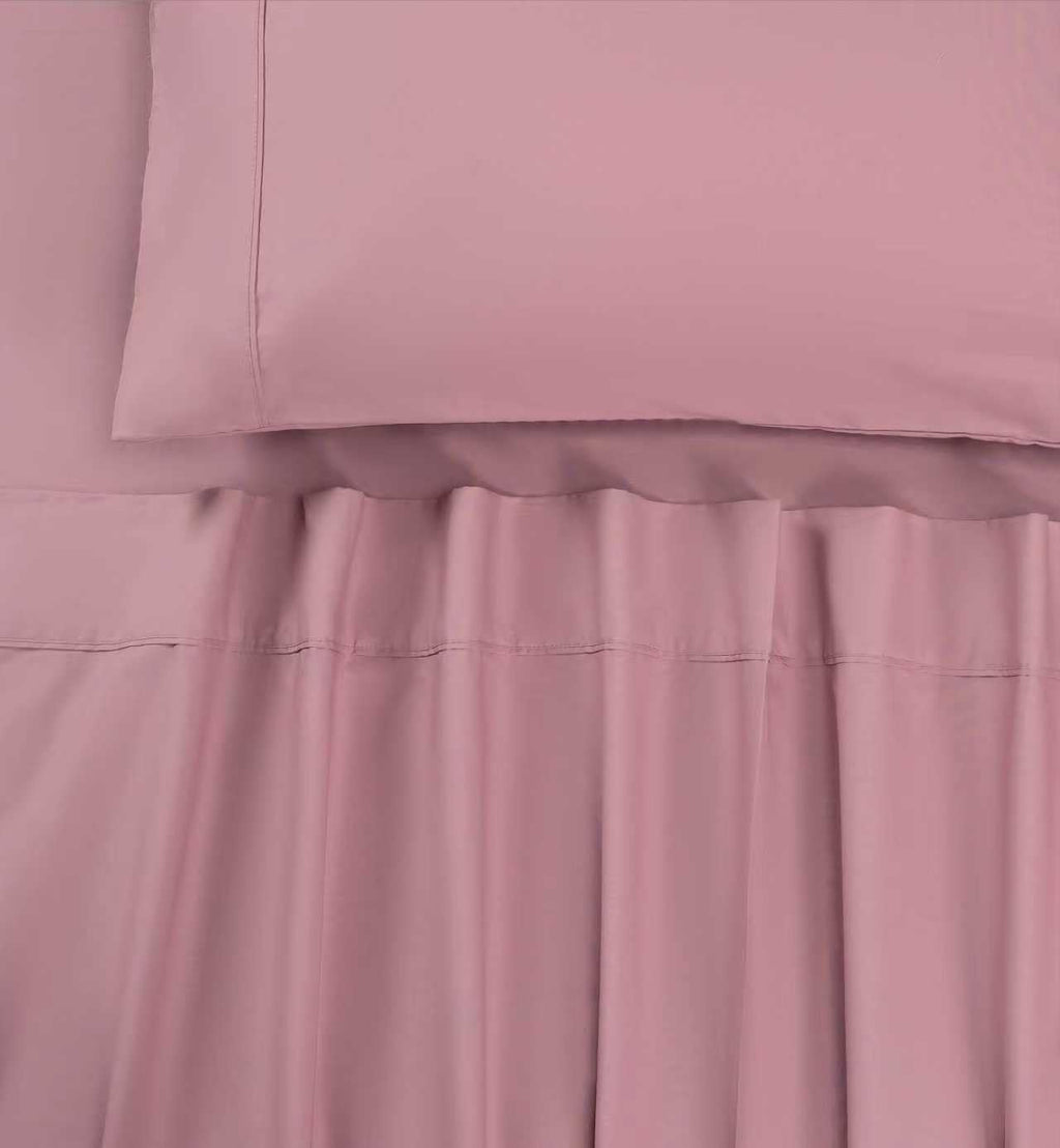 Vintage Washed Cotton Sheet Set with Matching Pillowcases - Rose