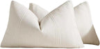Linen Blend Striped Cushion Covers, Set of 2, Snow, 30x50cm