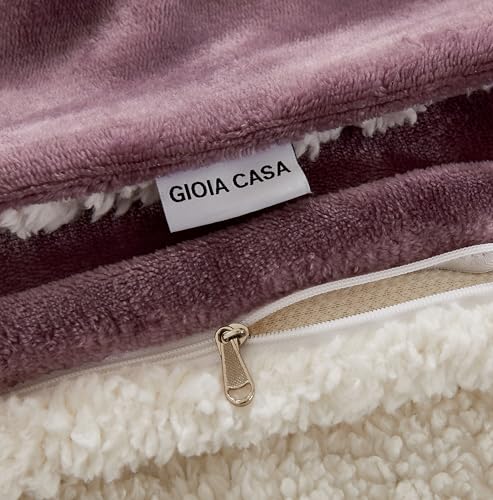 2-in-1 Teddy Sherpa Quilt Cover Set & Blanket - Mauve
