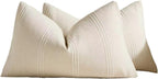 Linen Blend Striped Cushion Covers, Set of 2, Beige, 30x50cm