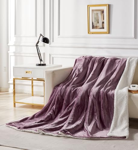 2-in-1 Teddy Sherpa Quilt Cover Set & Blanket - Mauve