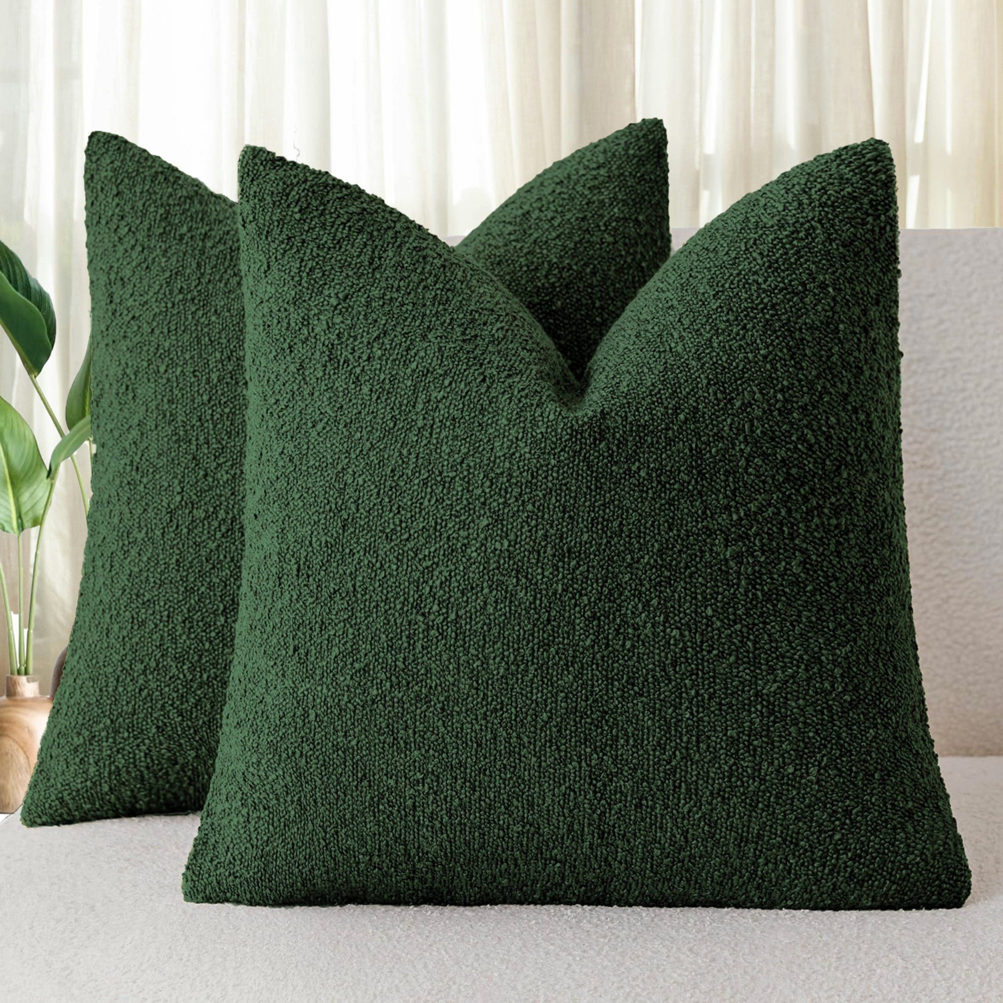 Bouclé Cushion Covers - Twin-Pack - Forest Green - 45cm x 45cm