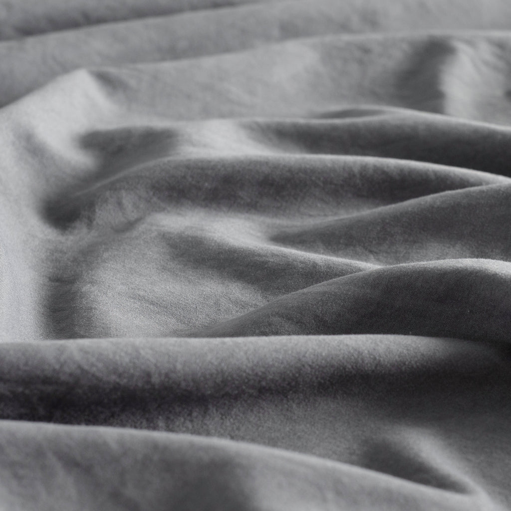 Vintage Washed Microfibre Quilt Cover Set - Grey