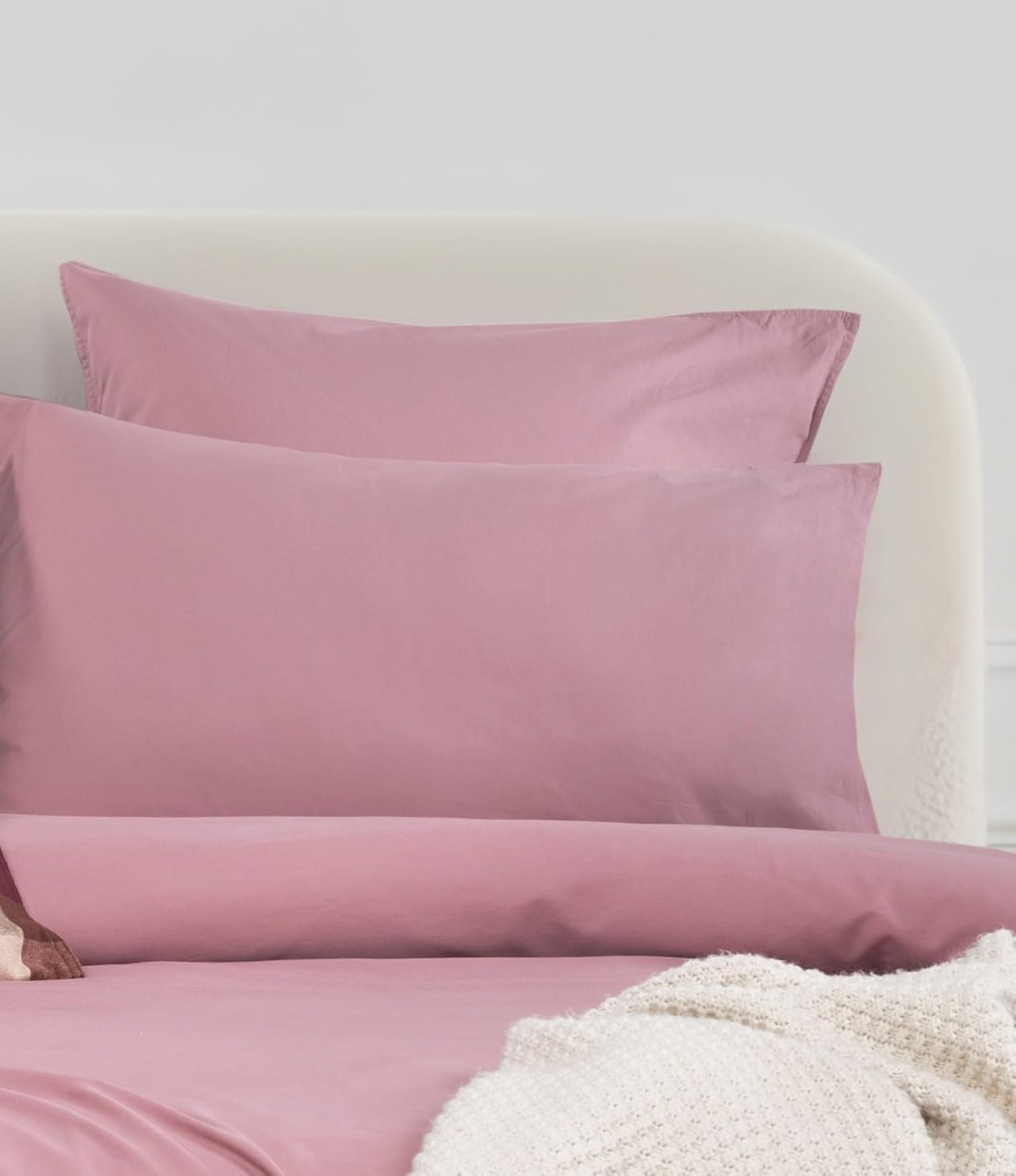 Vintage Washed Cotton Standard Pillowcases - Twin-Pack - Rose