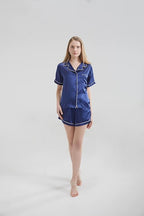 Silk Short Pyjama Set - Navy Blue