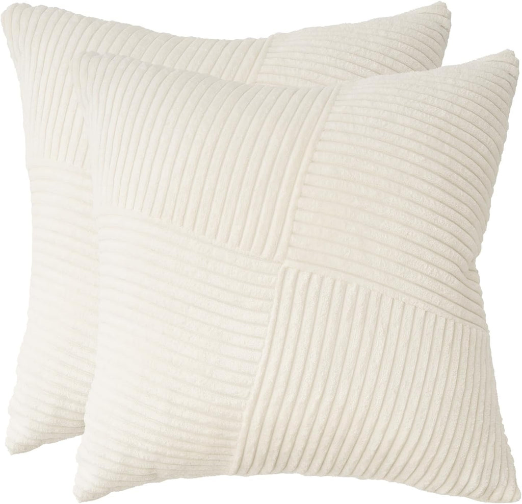 Corduroy Windmill-Inspired Cushion Covers - Twin-Pack - Snow - 45cm x 45cm