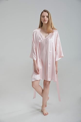 100% Pure Satin Silk Robe - Pink
