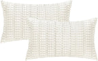 Boho Corduroy Cushion Covers - Twin-Pack - White - 30cm x 50cm