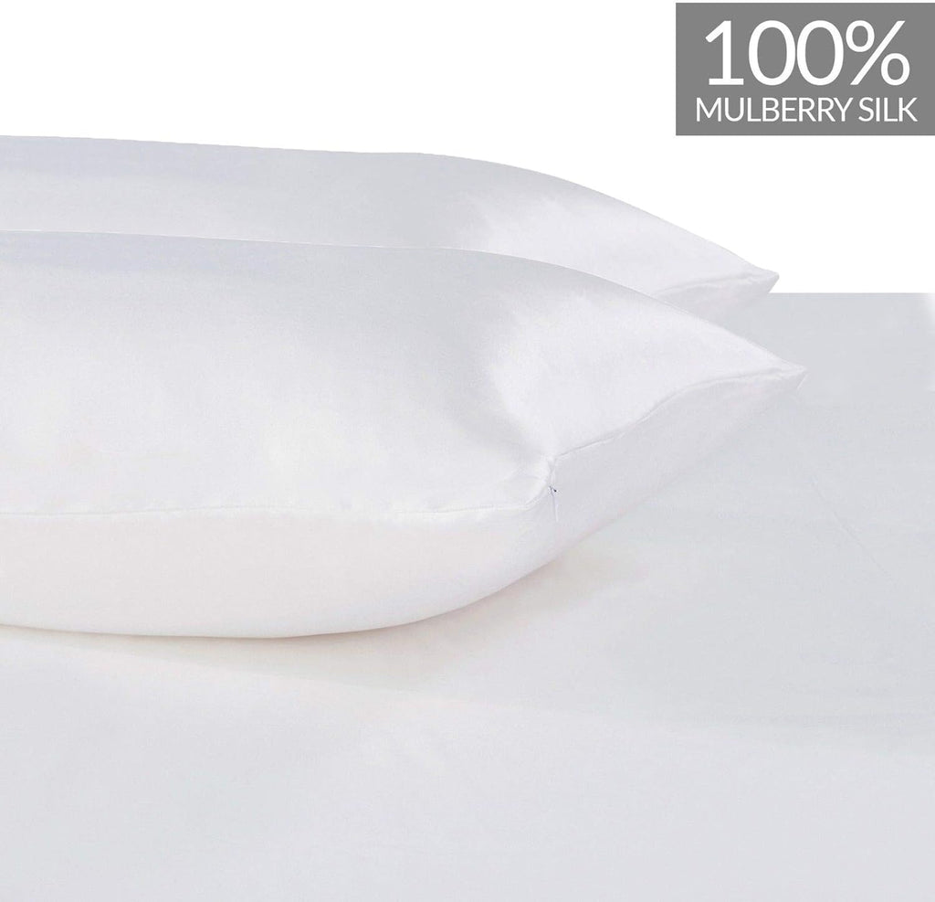 100% Mulberry Silk Pillowcase - Twin-Pack - White