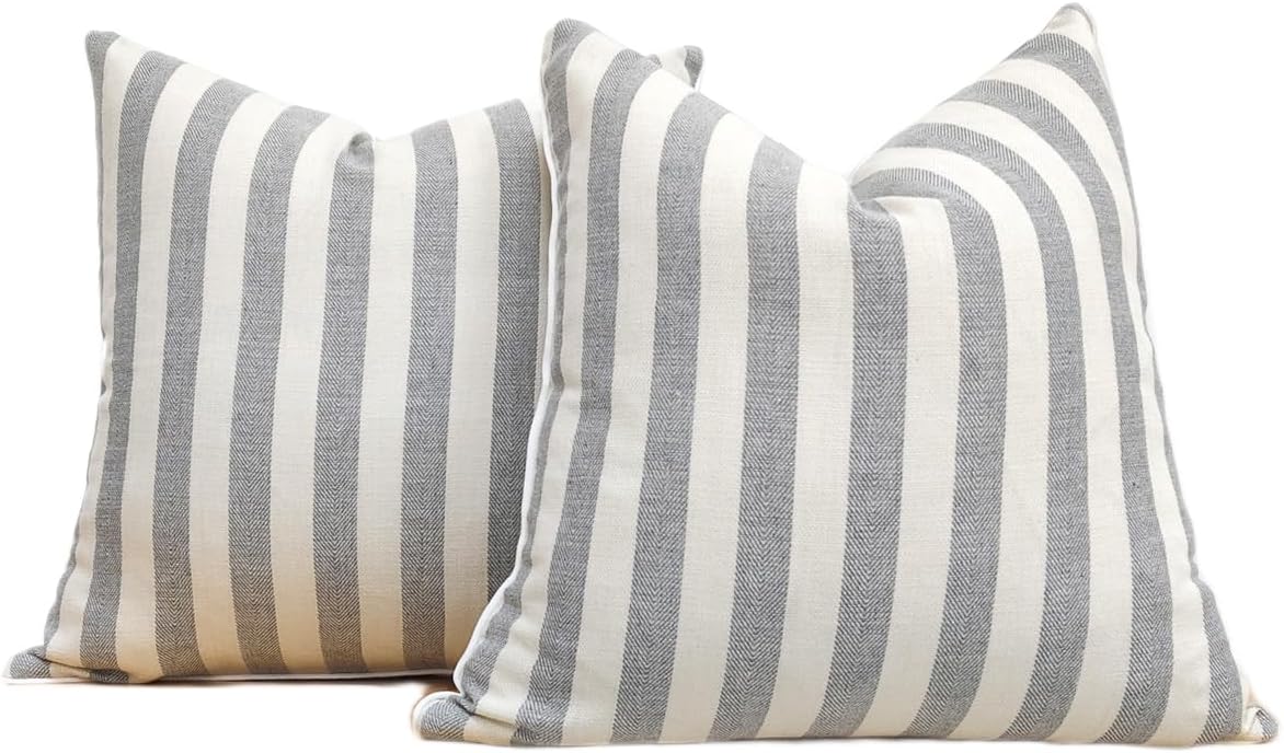 2-Pack Yarn-Dyed Linen-Cotton Cushion Covers - Grey - 45x45cm