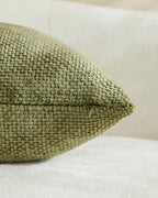 Chenille Grid - European Pillowcases - Pack of 2 - Olive Green, 65cm x 65cm