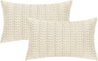 Boho Corduroy Cushion Covers - Twin-Pack - Cream - 30cm x 50cm