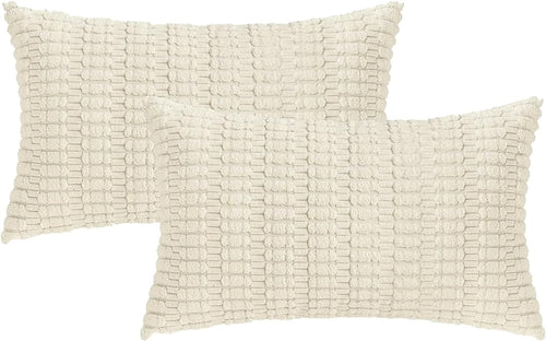 Boho Corduroy Cushion Covers - Twin-Pack - Cream - 30cm x 50cm