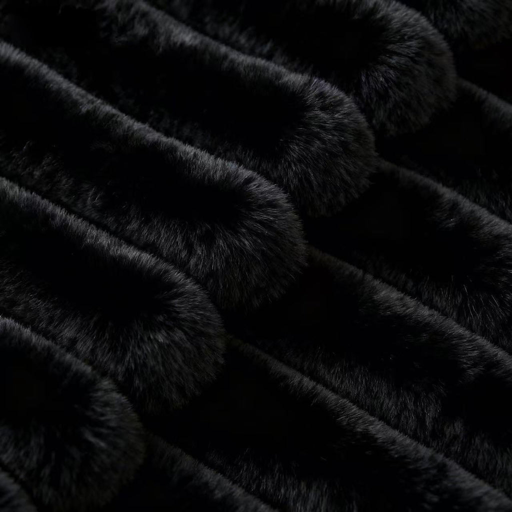 Faux Fur European Pillowcases - Black - 65x65cm
