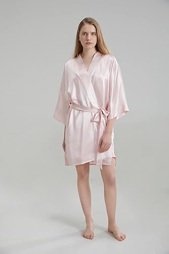 100% Pure Satin Silk Robe - Pink